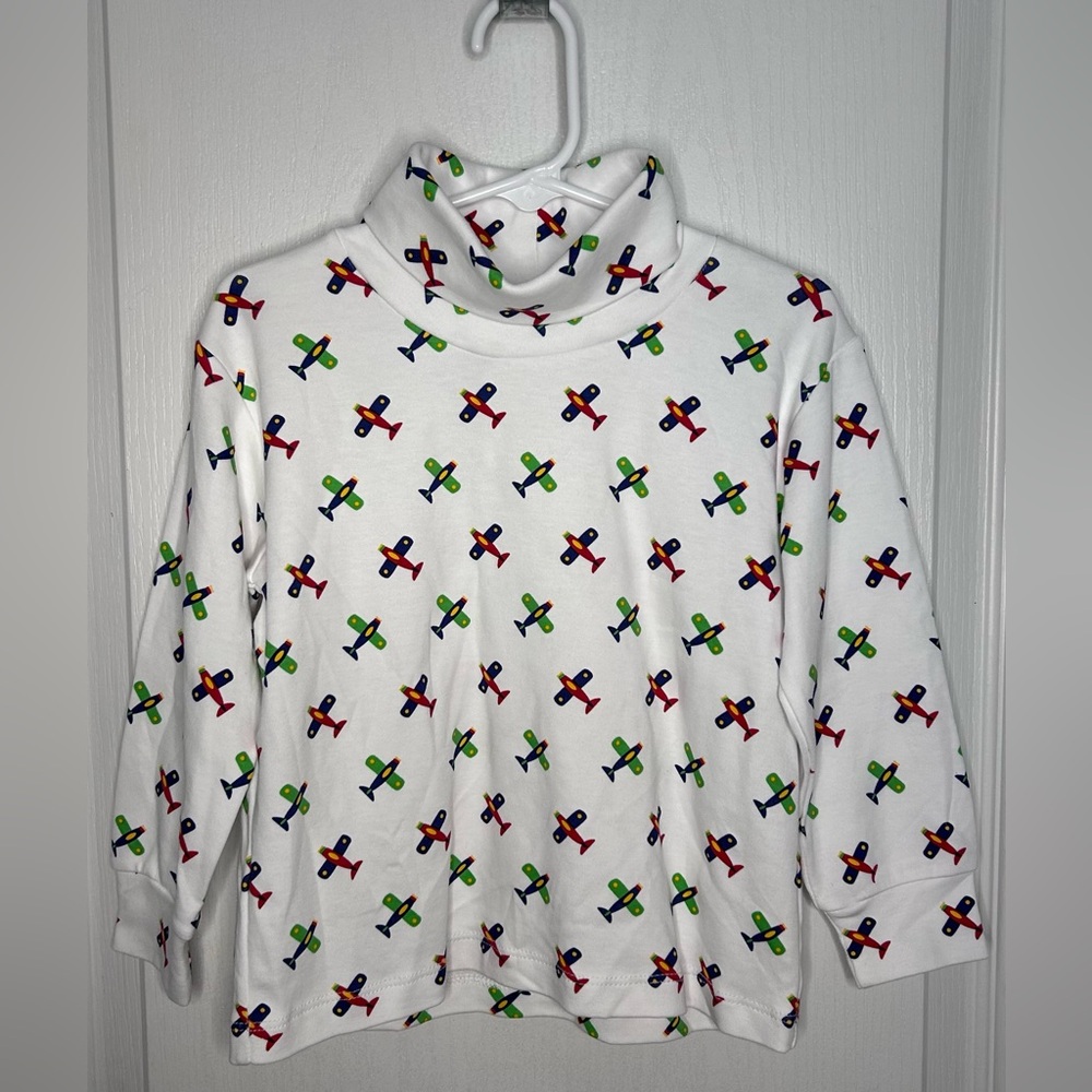 Little English Boutique Boys NWT Turtleneck Sz 4T Airplanes Long Sleeve Shirt